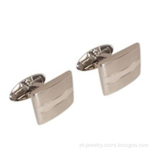 Square/silver gold-plated cufflink, smooth, shiny and bright polish